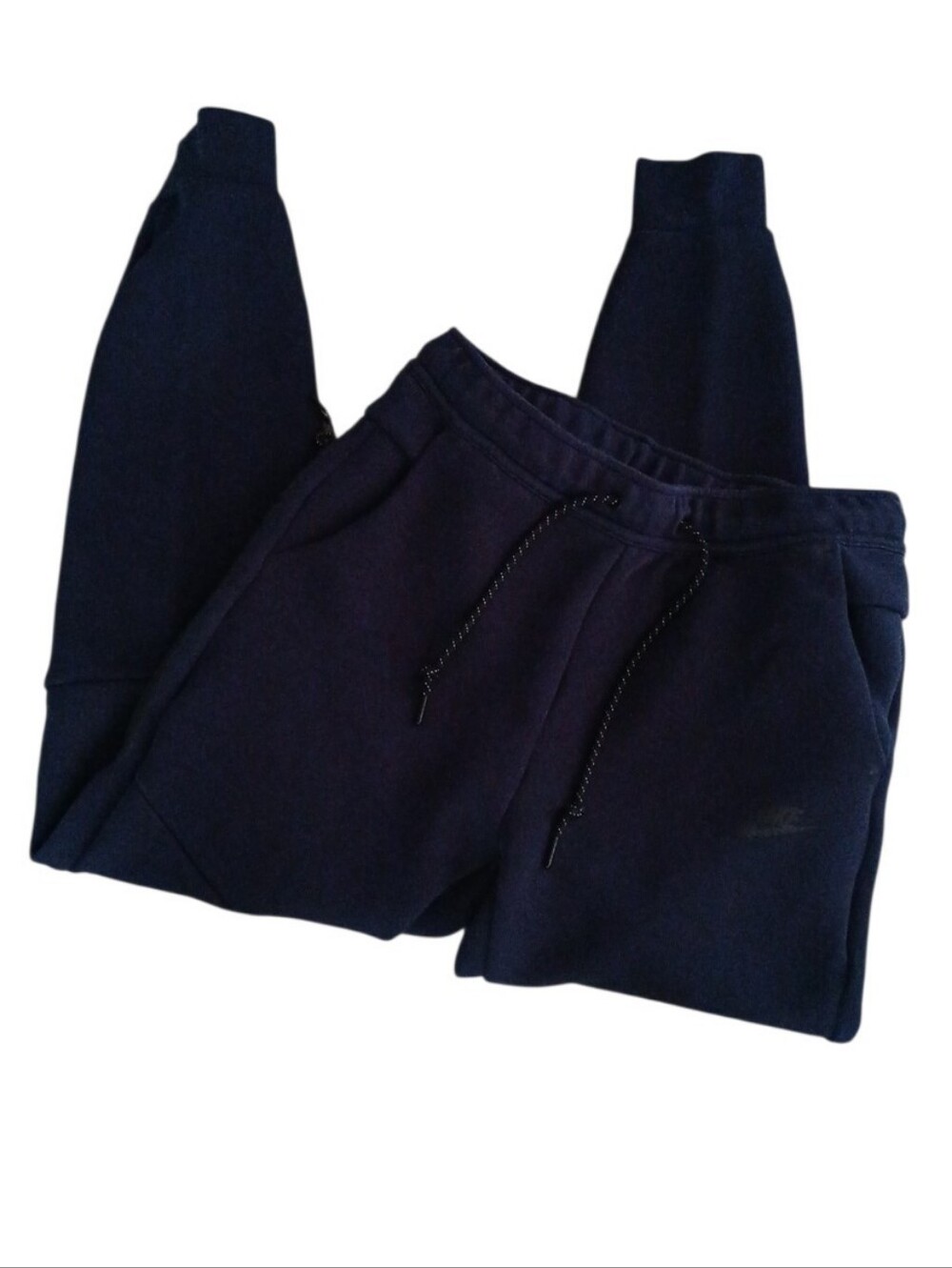 Nike Navy Blue Black Logo Men's Tech Fleece Joggers Medium